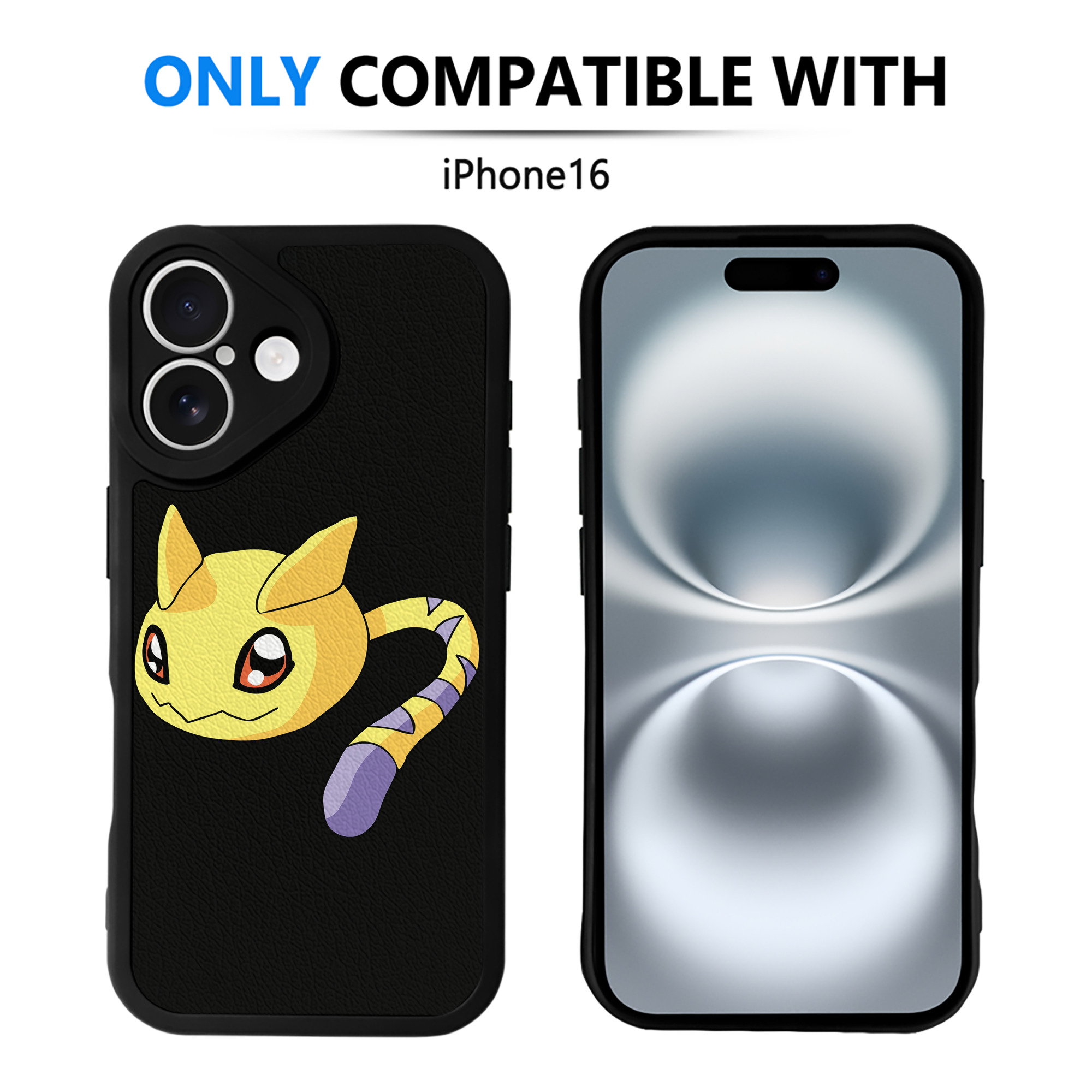 （画像用） Digimon デジタルモンスター/デジモン 【iPhone 16シリーズ対応】シリコンスマホケース（レザー調） 材質：シリコン